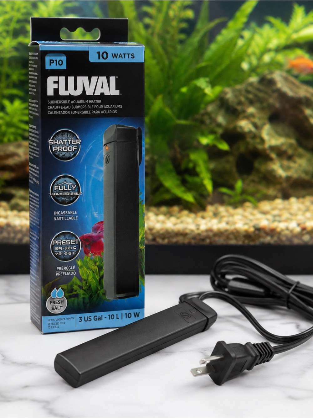 Fluval P10 10W Submersible Aquarium Heater 3 Gal / 10L Tested Working